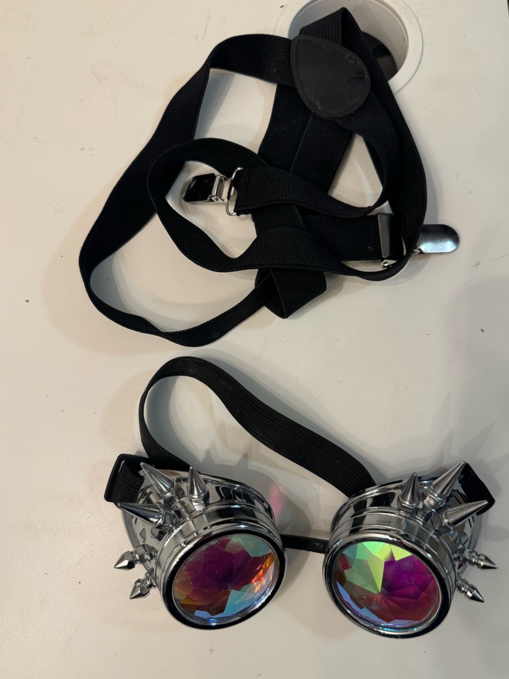 Spiked Kaleidoscope Rave Goggles - Black